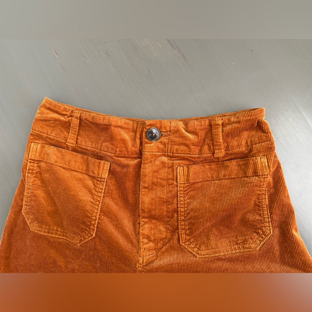 Maeve by Anthropologie “The Colette” Orange Brown Corduroy Wide Leg Pants - Picture 5 of 7